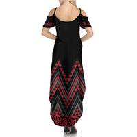 Red Aotearoa Mangopare Kowhaiwhai and Niho Taniwha Family Matching Summer Maxi Dress and Hawaiian Shirt Maori New Zealand LT14 - Polynesian Pride
