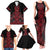 Red Aotearoa Mangopare Kowhaiwhai and Niho Taniwha Family Matching Tank Maxi Dress and Hawaiian Shirt Maori New Zealand