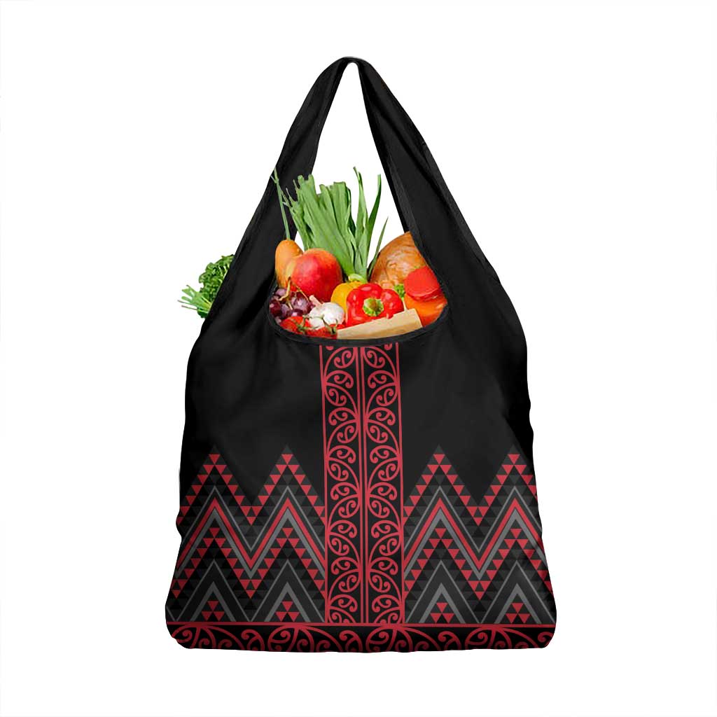 Red Aotearoa Mangopare Kowhaiwhai and Niho Taniwha Grocery Bag Maori New Zealand