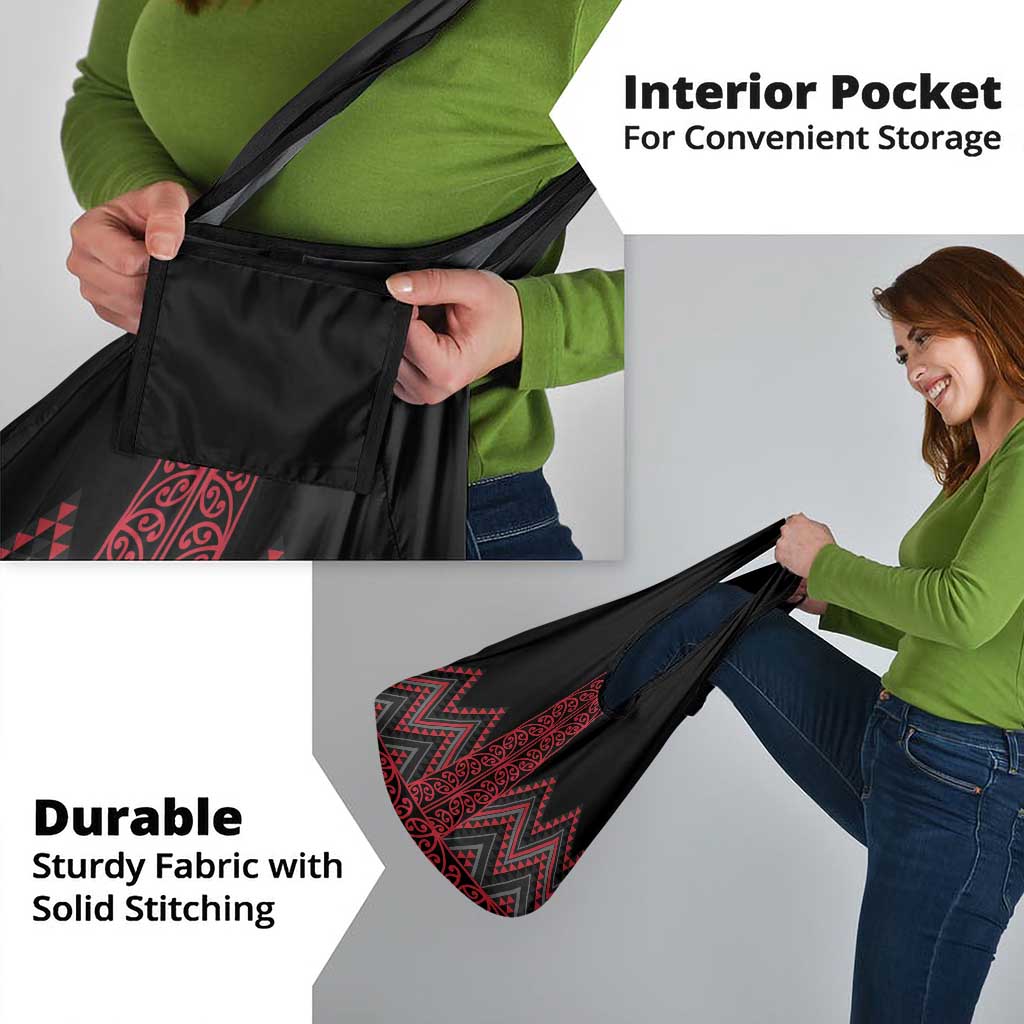 Red Aotearoa Mangopare Kowhaiwhai and Niho Taniwha Grocery Bag Maori New Zealand