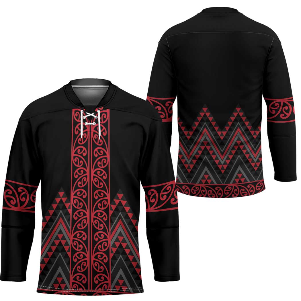 Red Aotearoa Mangopare Kowhaiwhai Niho Taniwha Hockey Jersey Maori New Zealand - Polynesian Pride