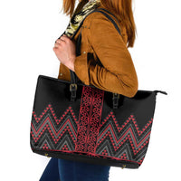 Red Aotearoa Mangopare Kowhaiwhai and Niho Taniwha Leather Tote Bag Maori New Zealand LT14 Red - Polynesian Pride