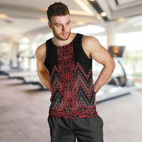 Red Aotearoa Mangopare Kowhaiwhai and Niho Taniwha Men Tank Top Maori New Zealand LT14 Red - Polynesian Pride
