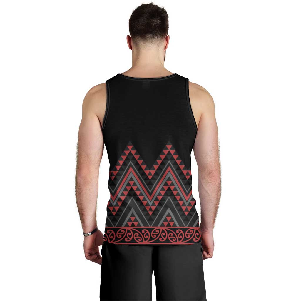 Red Aotearoa Mangopare Kowhaiwhai and Niho Taniwha Men Tank Top Maori New Zealand LT14 - Polynesian Pride