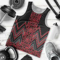 Red Aotearoa Mangopare Kowhaiwhai and Niho Taniwha Men Tank Top Maori New Zealand LT14 - Polynesian Pride