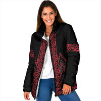 Red Aotearoa Mangopare Kowhaiwhai Niho Taniwha Padded Jacket Maori New Zealand - Polynesian Pride