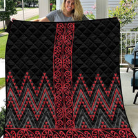Red Aotearoa Mangopare Kowhaiwhai and Niho Taniwha Quilt Maori New Zealand