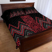 Red Aotearoa Mangopare Kowhaiwhai and Niho Taniwha Quilt Bed Set Maori New Zealand