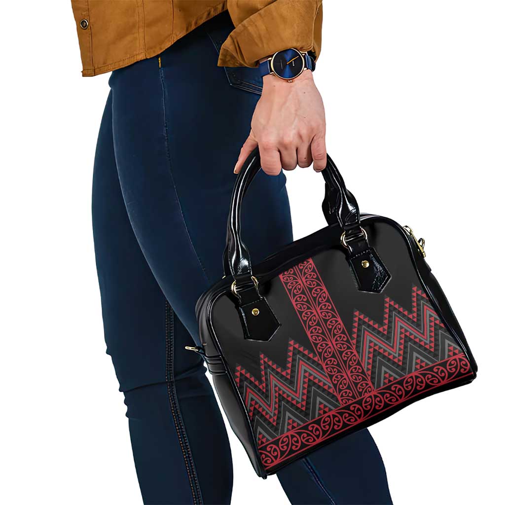Red Aotearoa Mangopare Kowhaiwhai and Niho Taniwha Shoulder Handbag Maori New Zealand