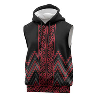 Red Aotearoa Mangopare Kowhaiwhai Niho Taniwha Sleeveless Hoodie Maori New Zealand - Polynesian Pride