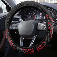 Red Aotearoa Mangopare Kowhaiwhai and Niho Taniwha Steering Wheel Cover Maori New Zealand