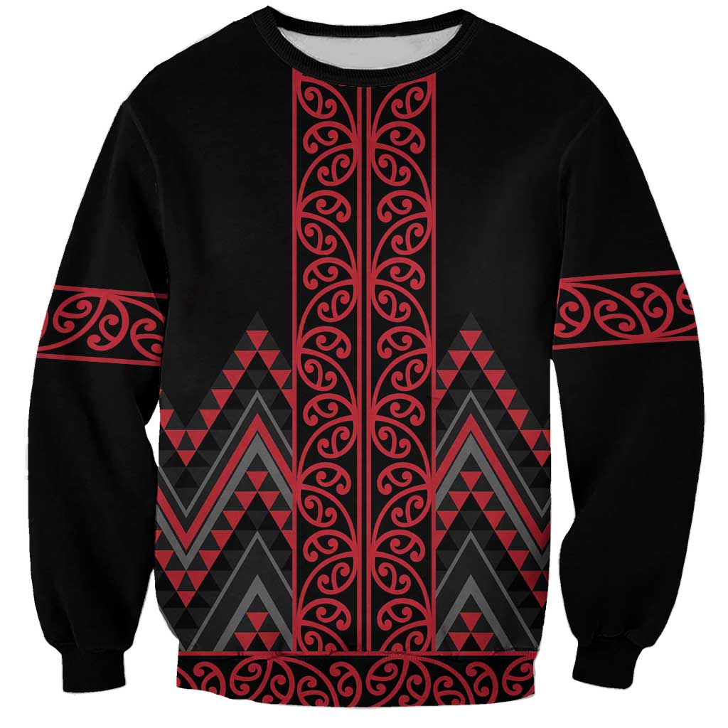 Red Aotearoa Mangopare Kowhaiwhai and Niho Taniwha Sweatshirt Maori New Zealand