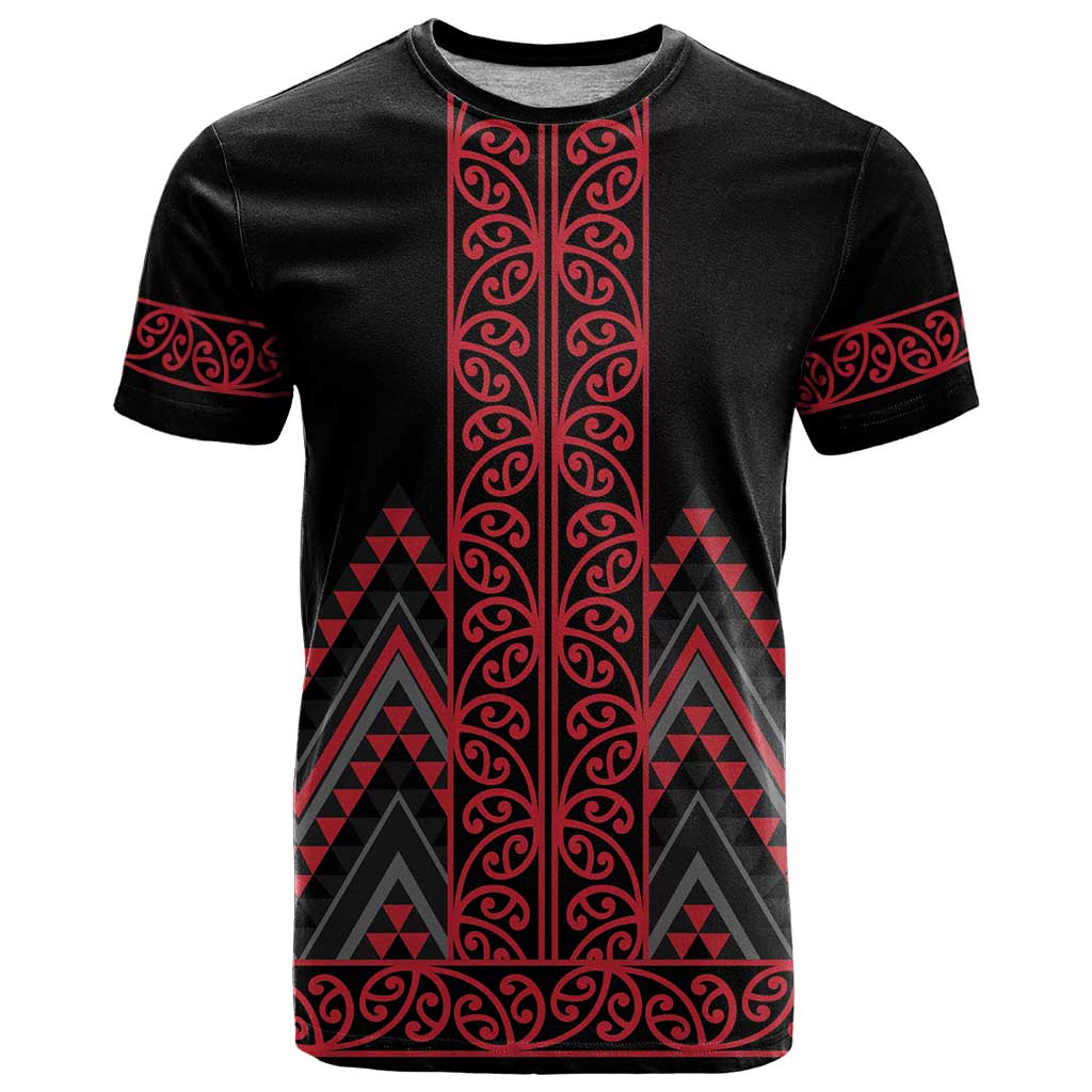 Red Aotearoa Mangopare Kowhaiwhai and Niho Taniwha T Shirt Maori New Zealand