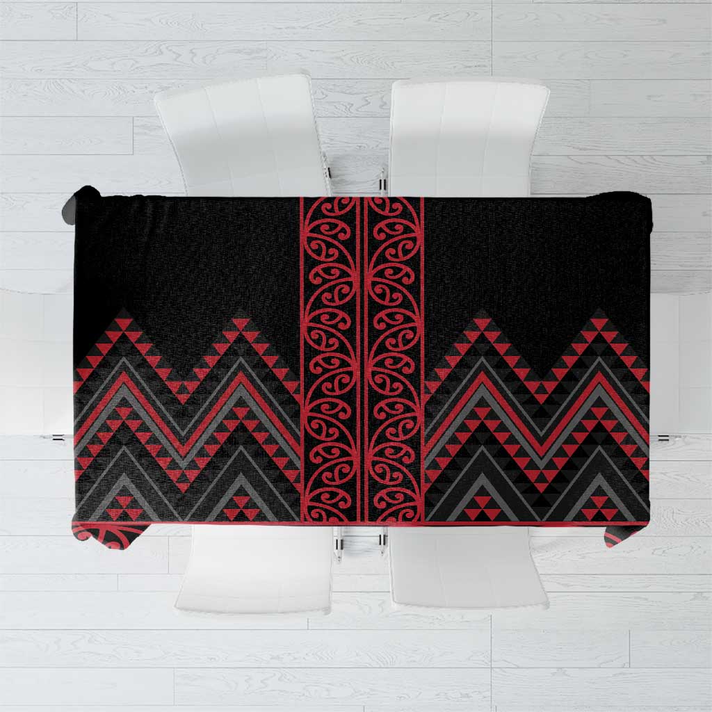 Red Aotearoa Mangopare Kowhaiwhai and Niho Taniwha Tablecloth Maori New Zealand