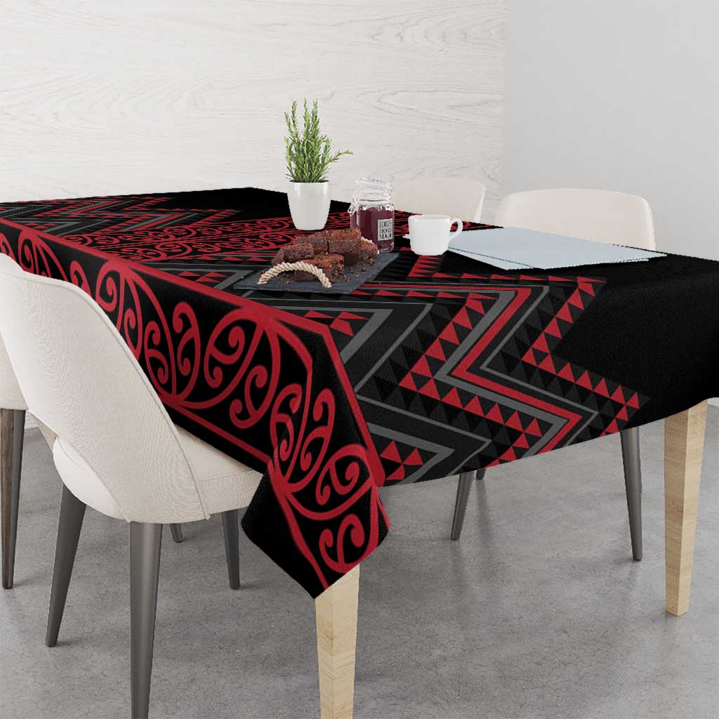 Red Aotearoa Mangopare Kowhaiwhai and Niho Taniwha Tablecloth Maori New Zealand