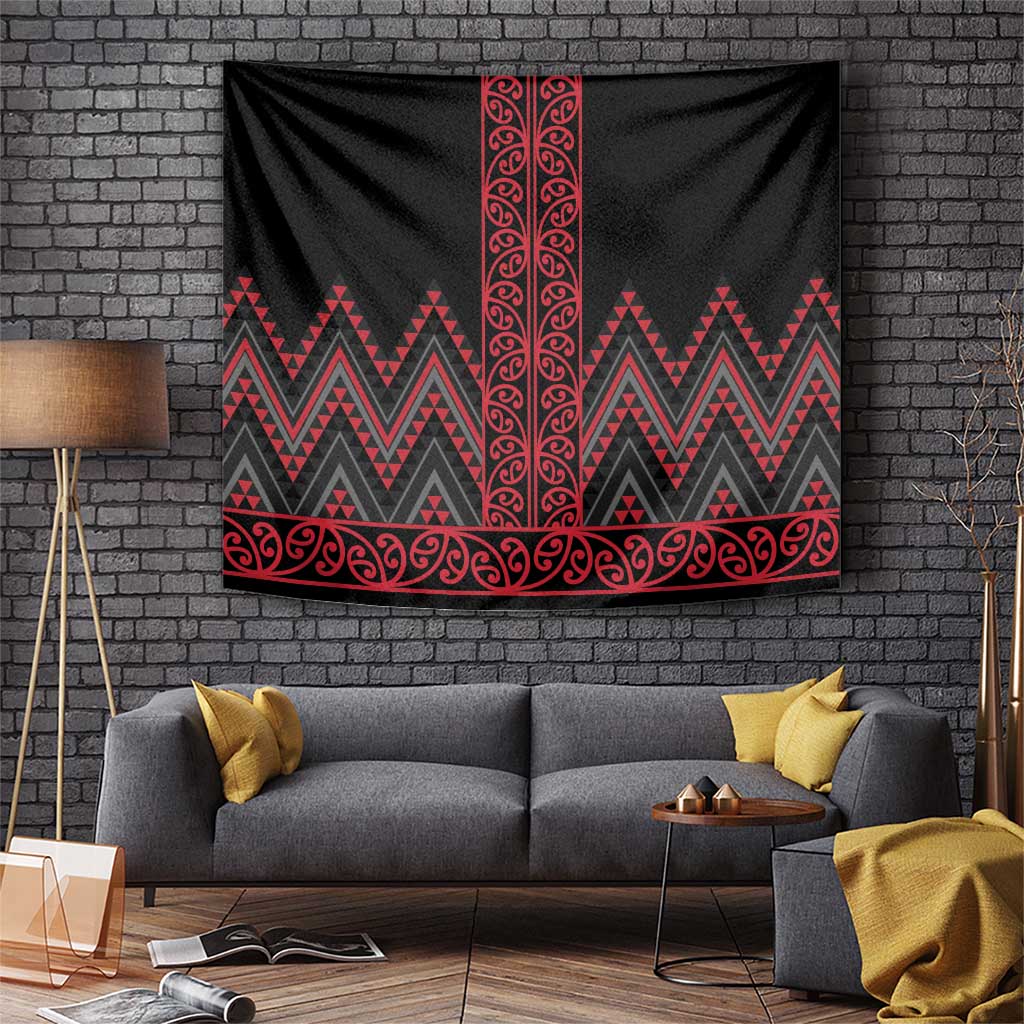 Red Aotearoa Mangopare Kowhaiwhai and Niho Taniwha Tapestry Maori New Zealand