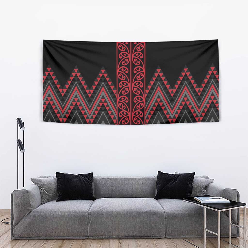 Red Aotearoa Mangopare Kowhaiwhai and Niho Taniwha Tapestry Maori New Zealand