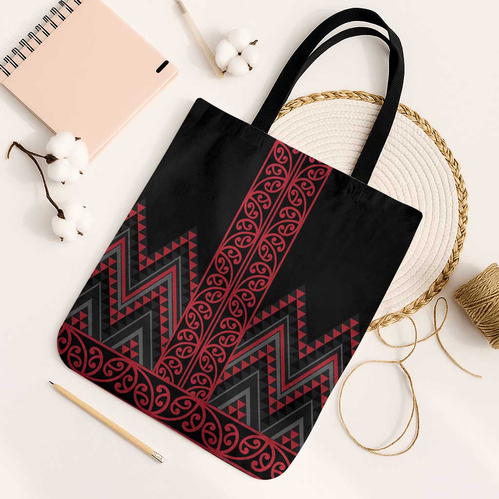 Red Aotearoa Mangopare Kowhaiwhai Niho Taniwha Tote Bag Maori New Zealand - Polynesian Pride