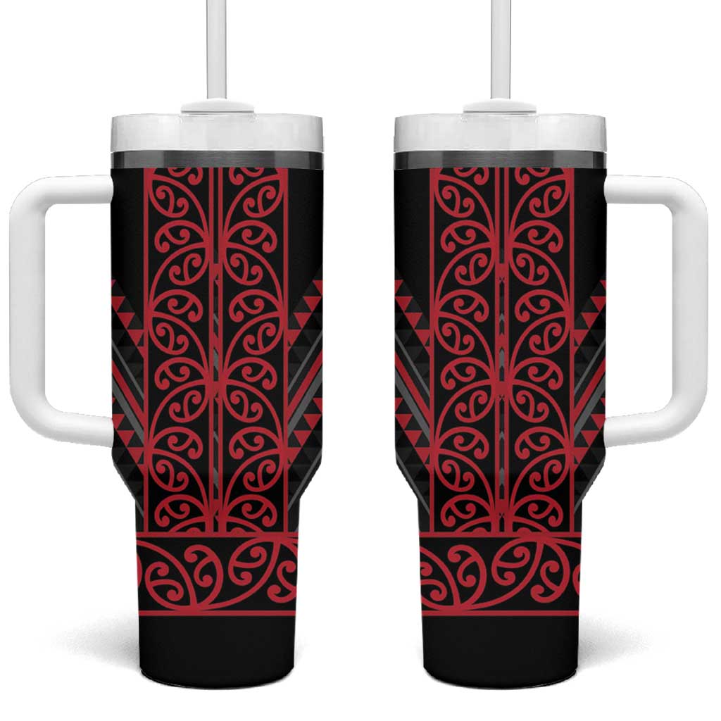 Red Aotearoa Mangopare Kowhaiwhai and Niho Taniwha Tumbler With Handle Maori New Zealand