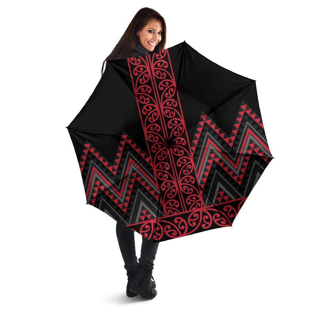 Red Aotearoa Mangopare Kowhaiwhai Niho Taniwha Umbrella Maori New Zealand - Polynesian Pride