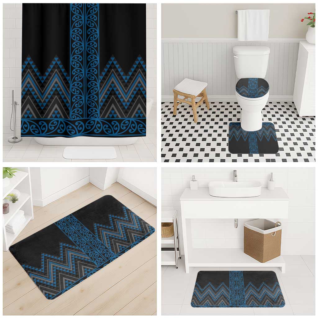 Blue Aotearoa Mangopare Kowhaiwhai Niho Taniwha Bathroom Set Maori New Zealand - Polynesian Pride