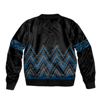Blue Aotearoa Mangopare Kowhaiwhai and Niho Taniwha Bomber Jacket Maori New Zealand
