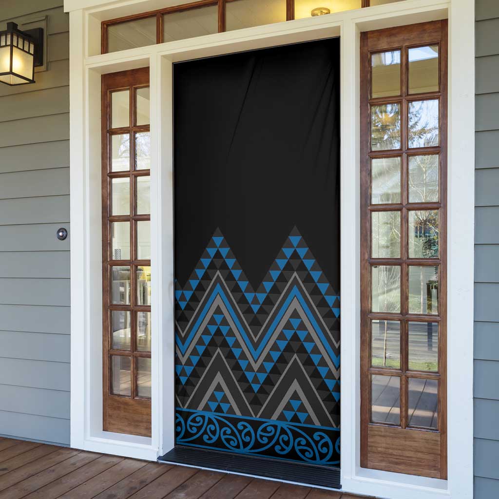 Blue Aotearoa Mangopare Kowhaiwhai Niho Taniwha Door Cover Maori New Zealand - Polynesian Pride