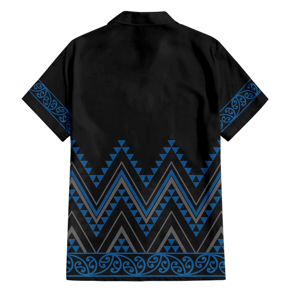 Blue Aotearoa Mangopare Kowhaiwhai and Niho Taniwha Family Matching Long Sleeve Bodycon Dress and Hawaiian Shirt Maori New Zealand LT14 - Polynesian Pride