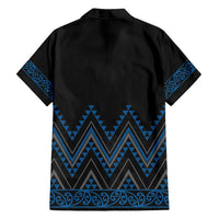 Blue Aotearoa Mangopare Kowhaiwhai and Niho Taniwha Family Matching Off Shoulder Maxi Dress and Hawaiian Shirt Maori New Zealand