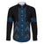 Blue Aotearoa Mangopare Kowhaiwhai and Niho Taniwha Family Matching Off Shoulder Maxi Dress and Hawaiian Shirt Maori New Zealand