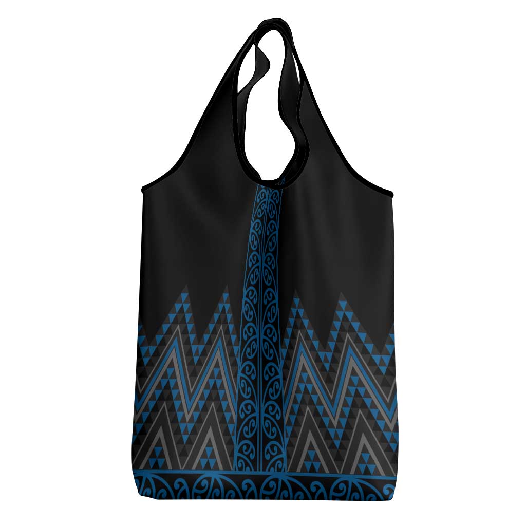Blue Aotearoa Mangopare Kowhaiwhai and Niho Taniwha Grocery Bag Maori New Zealand