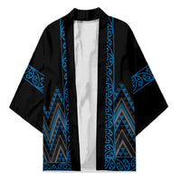 Blue Aotearoa Mangopare Kowhaiwhai Niho Taniwha Kimono Maori New Zealand - Polynesian Pride