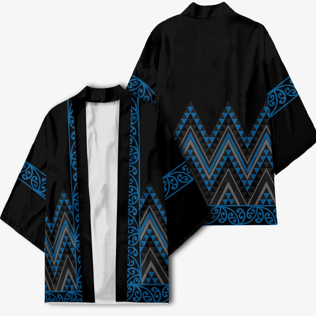 Blue Aotearoa Mangopare Kowhaiwhai Niho Taniwha Kimono Maori New Zealand - Polynesian Pride