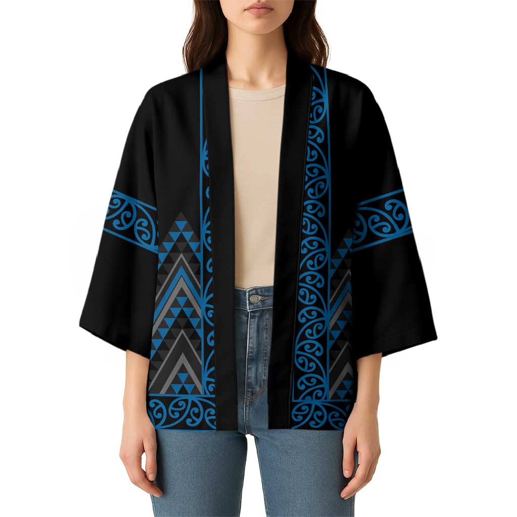 Blue Aotearoa Mangopare Kowhaiwhai Niho Taniwha Kimono Maori New Zealand - Polynesian Pride