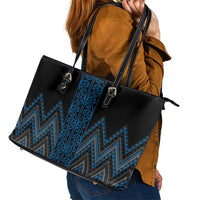 Blue Aotearoa Mangopare Kowhaiwhai and Niho Taniwha Leather Tote Bag Maori New Zealand LT14 - Polynesian Pride