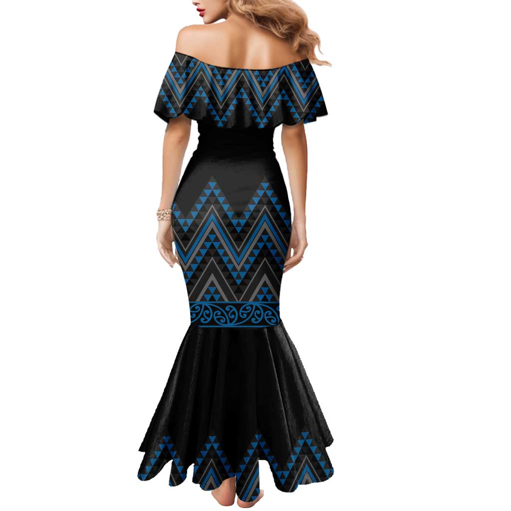 Blue Aotearoa Mangopare Kowhaiwhai and Niho Taniwha Mermaid Dress Maori New Zealand LT14 - Polynesian Pride