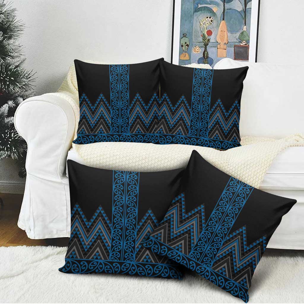 Blue Aotearoa Mangopare Kowhaiwhai Niho Taniwha Pillow Cover Maori New Zealand - Polynesian Pride