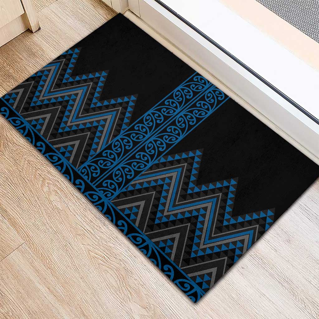 Blue Aotearoa Mangopare Kowhaiwhai and Niho Taniwha Rubber Doormat Maori New Zealand