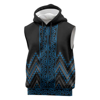 Blue Aotearoa Mangopare Kowhaiwhai Niho Taniwha Sleeveless Hoodie Maori New Zealand - Polynesian Pride