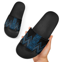Blue Aotearoa Mangopare Kowhaiwhai Niho Taniwha Slide Sandals Maori New Zealand - Polynesian Pride