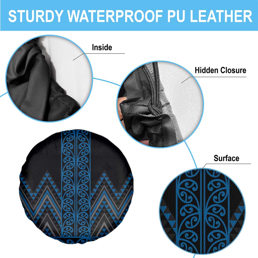 Blue Aotearoa Mangopare Kowhaiwhai and Niho Taniwha Spare Tire Cover Maori New Zealand