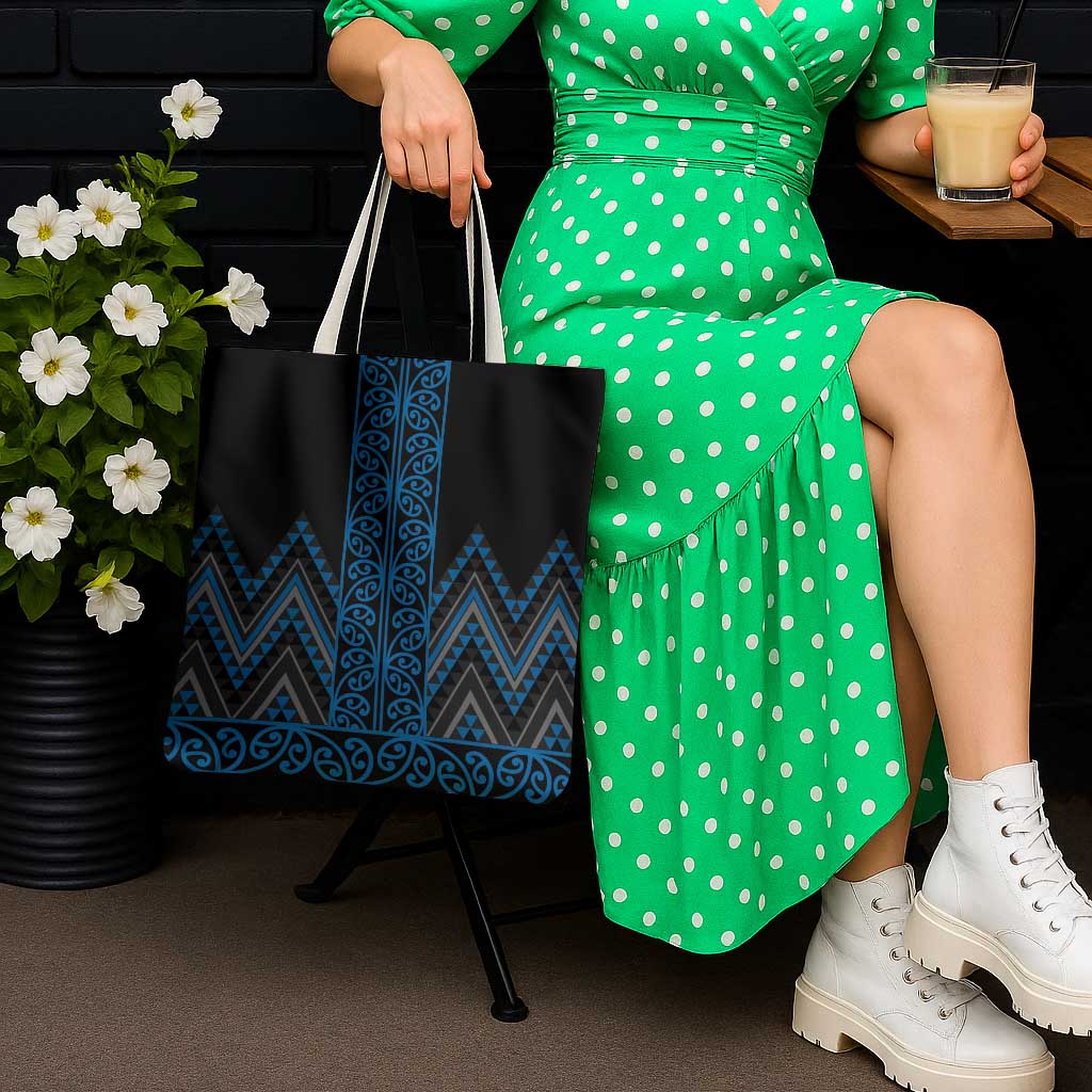 Blue Aotearoa Mangopare Kowhaiwhai Niho Taniwha Tote Bag Maori New Zealand - Polynesian Pride