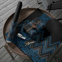 Blue Aotearoa Mangopare Kowhaiwhai and Niho Taniwha Wrapping Paper Maori New Zealand - Polynesian Pride