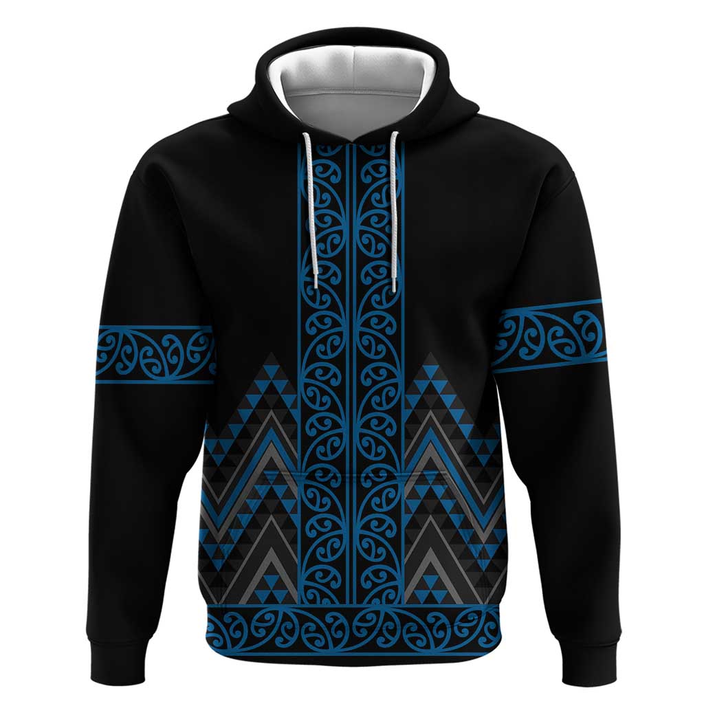 Blue Aotearoa Mangopare Kowhaiwhai and Niho Taniwha Zip Hoodie Maori New Zealand