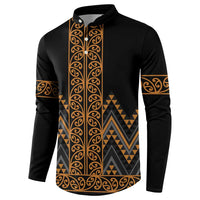 Gold Aotearoa Mangopare Kowhaiwhai and Niho Taniwha Button Sweatshirt Maori New Zealand