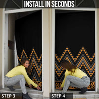 Gold Aotearoa Mangopare Kowhaiwhai Niho Taniwha Door Cover Maori New Zealand - Polynesian Pride