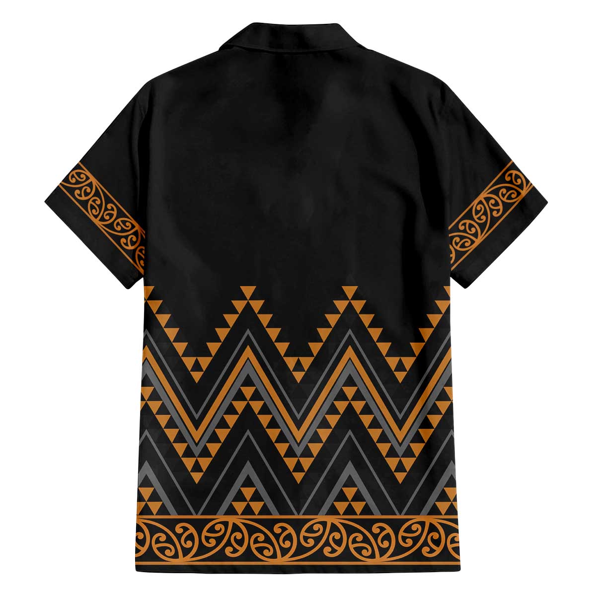 Gold Aotearoa Mangopare Kowhaiwhai and Niho Taniwha Family Matching Off The Shoulder Long Sleeve Dress and Hawaiian Shirt Maori New Zealand LT14 - Polynesian Pride