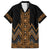 Gold Aotearoa Mangopare Kowhaiwhai and Niho Taniwha Family Matching Tank Maxi Dress and Hawaiian Shirt Maori New Zealand