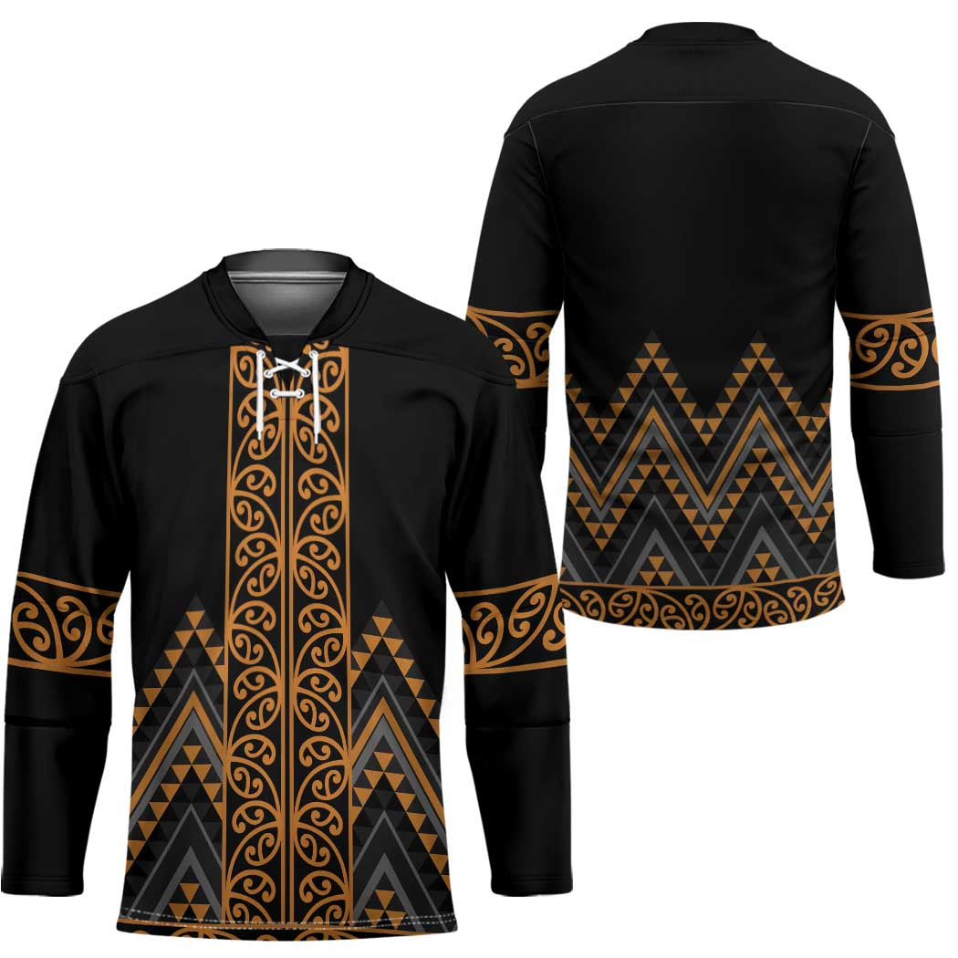 Gold Aotearoa Mangopare Kowhaiwhai Niho Taniwha Hockey Jersey Maori New Zealand - Polynesian Pride