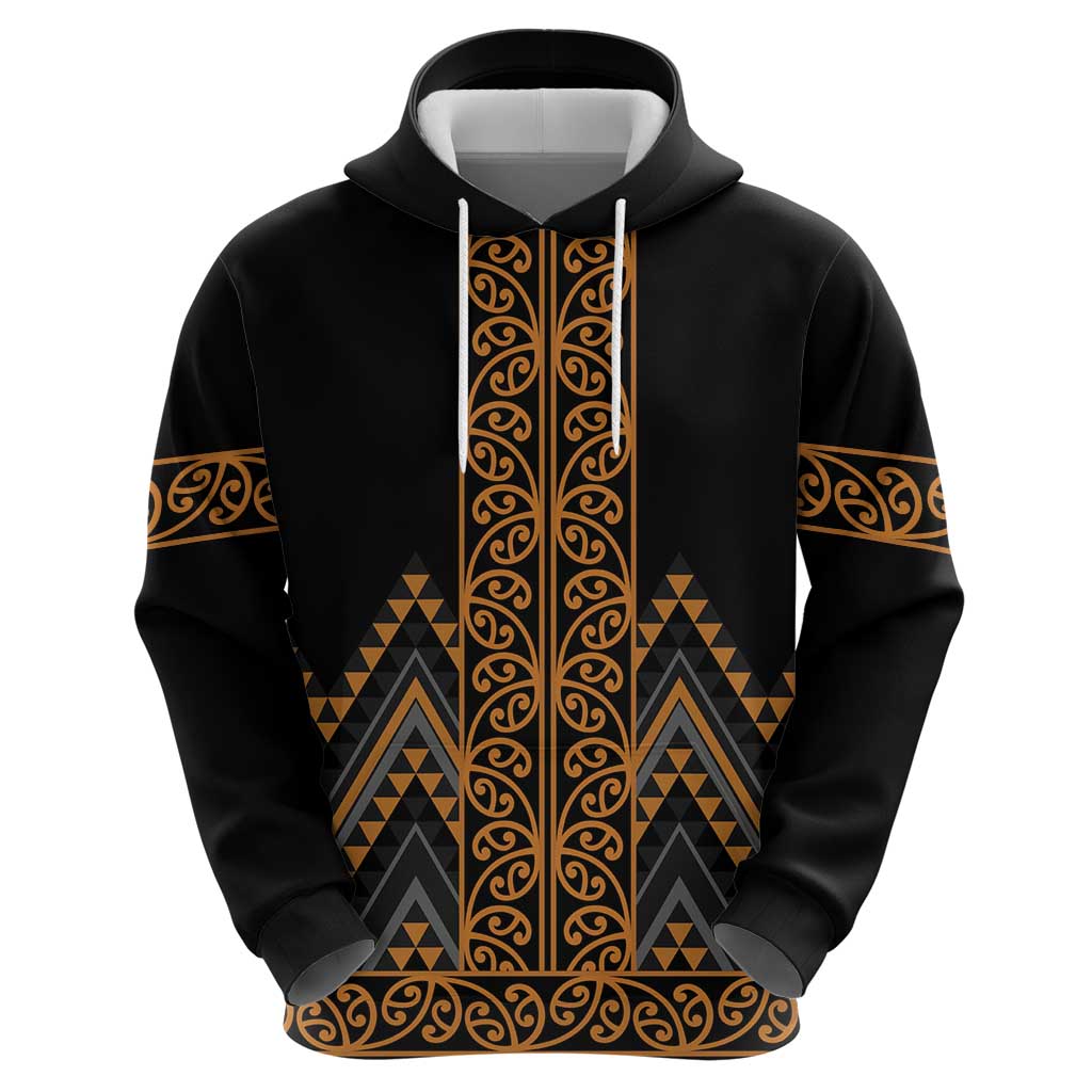 Gold Aotearoa Mangopare Kowhaiwhai and Niho Taniwha Hoodie Maori New Zealand